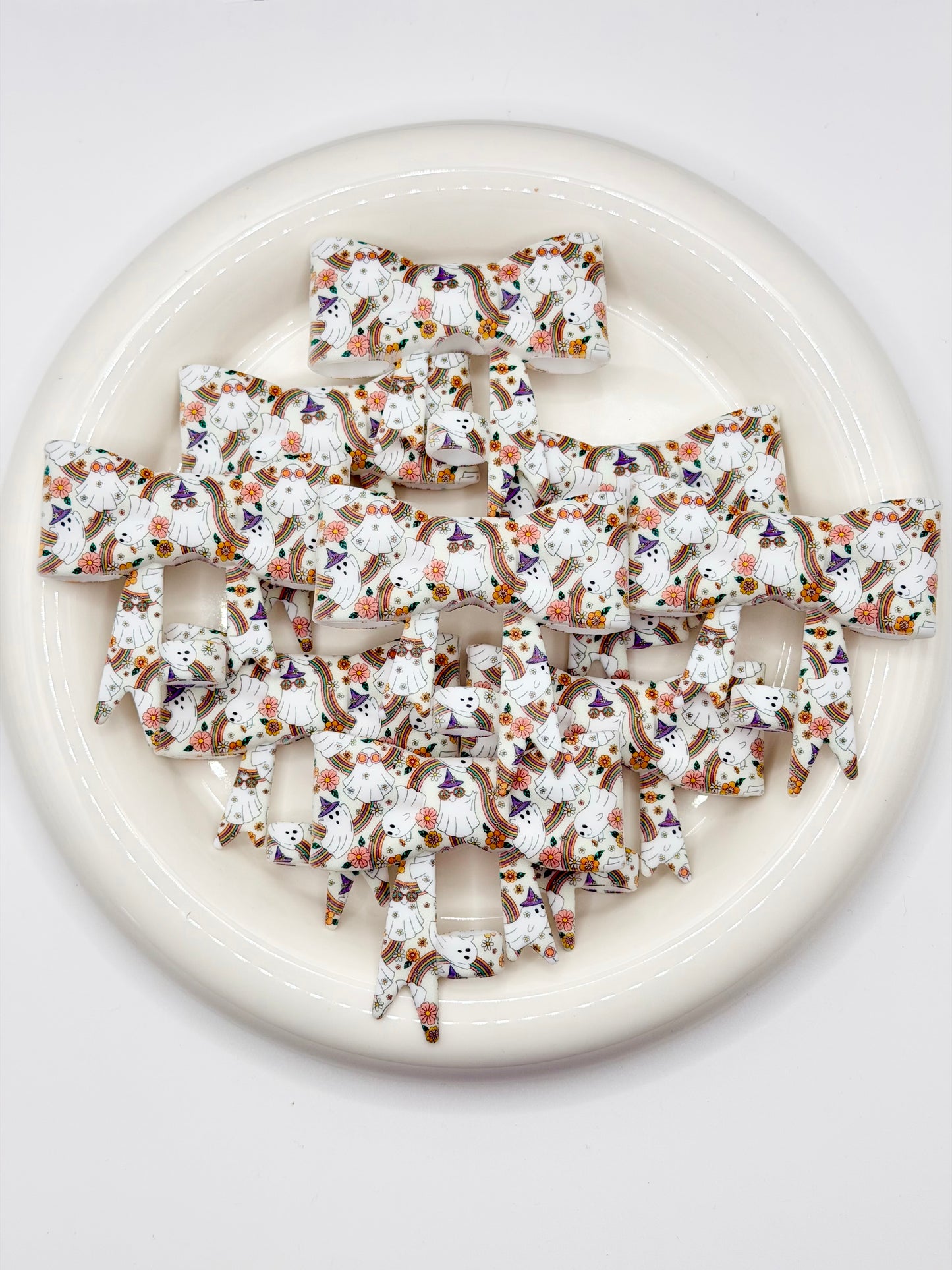 #334 Groovy Ghost Large Bow Straw Topper (1ct)