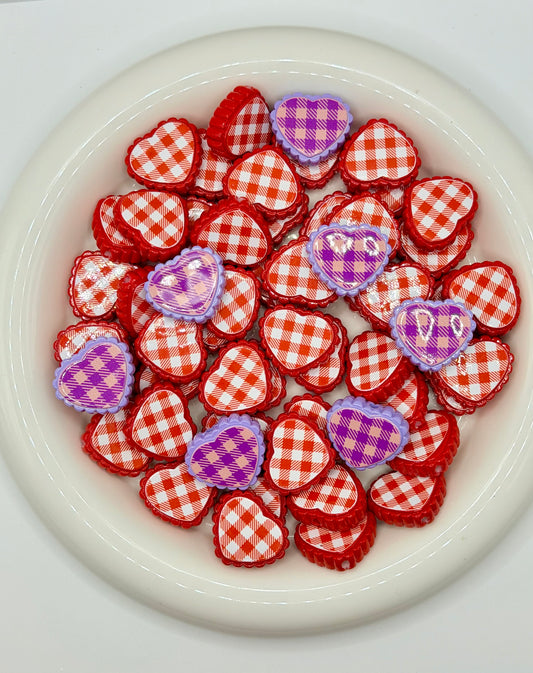 Picnic heart acrylic beads (1ct)