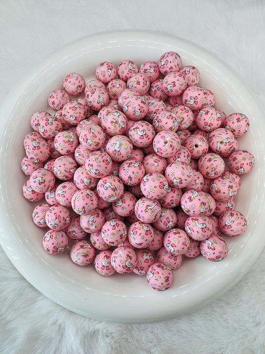 Daisy girly goose printed silicone beads (15mm or 19mm)