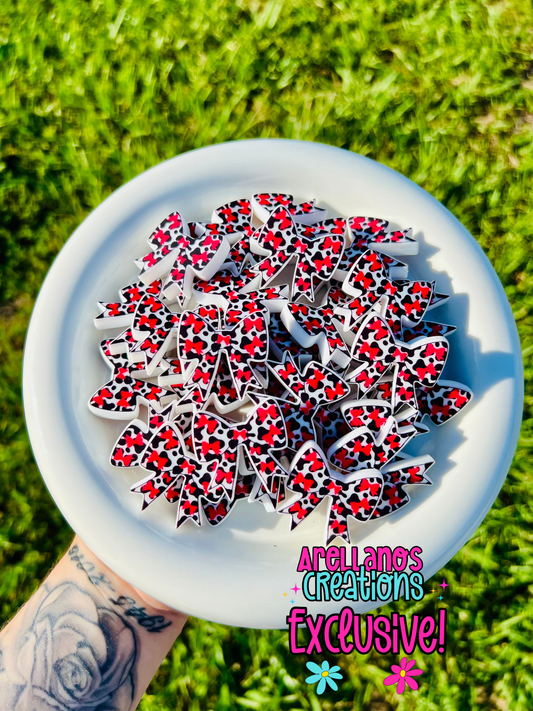 Red bow cow print - flat printed bow focal EXCLUSIVE