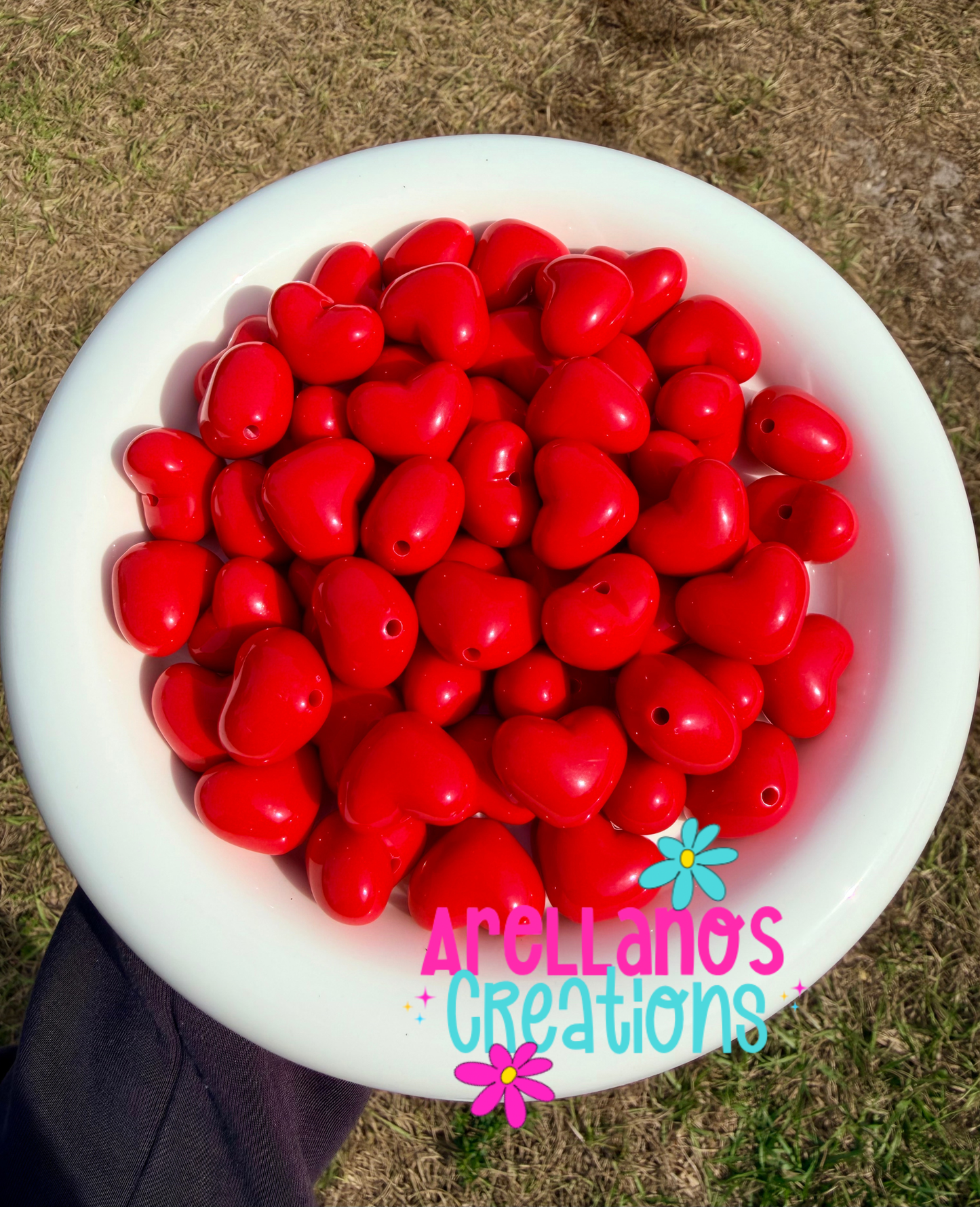 17mm acrylic heart beads (3 color options) 1PC