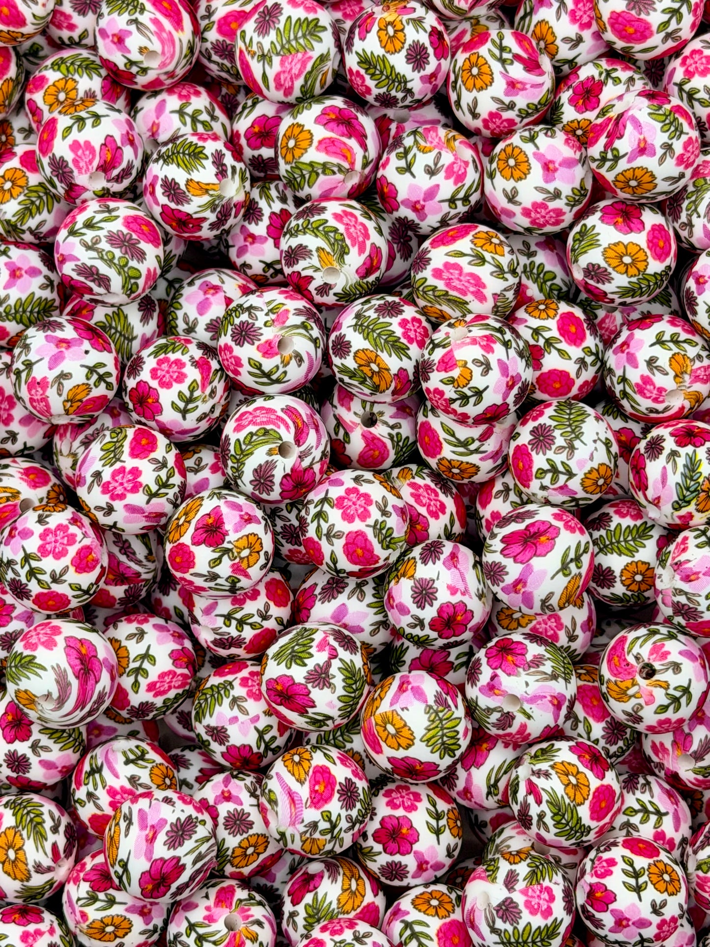 15mm Wildflower Garden printed silicone beads (1ct)