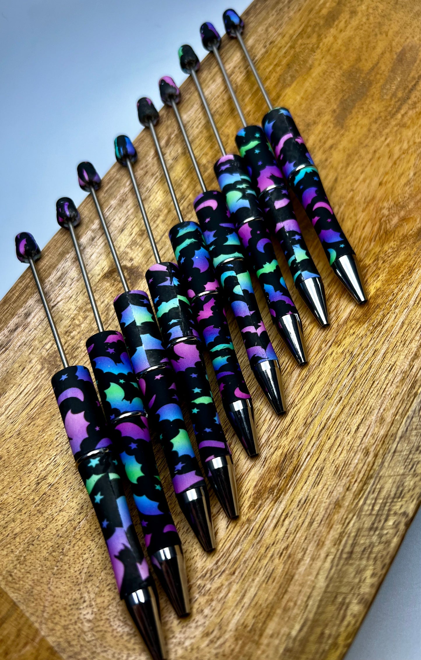 Neon Bat Printed Beadable Pens (Sold Individually)