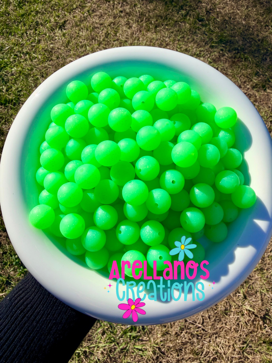 SS-143 15mm Lime Glow Silicone Bead (1ct)