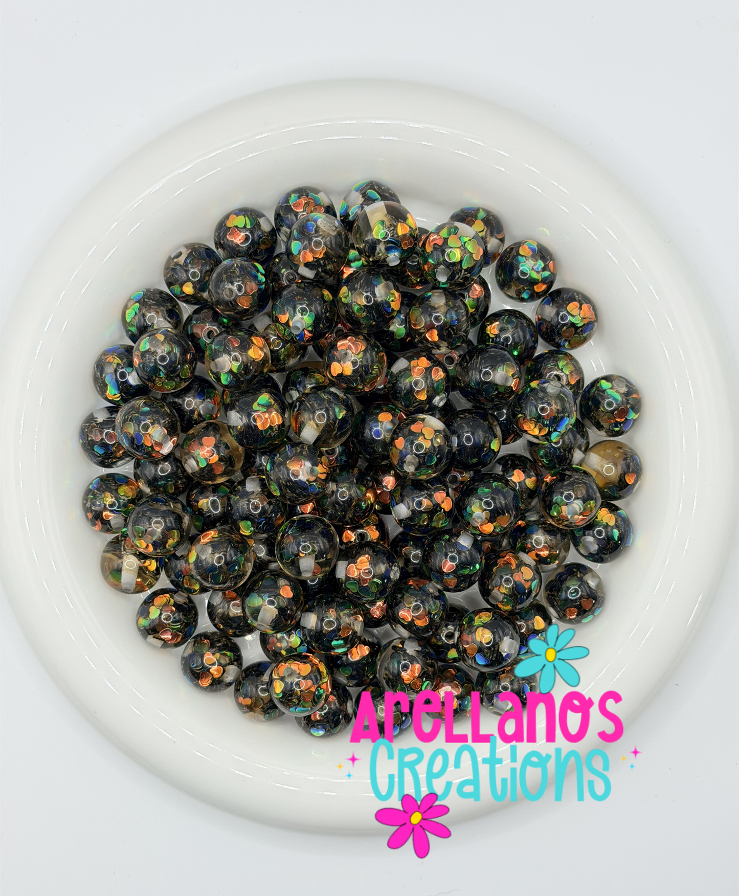 16mm Black Heart Confetti Acrylic Beads (1PC)