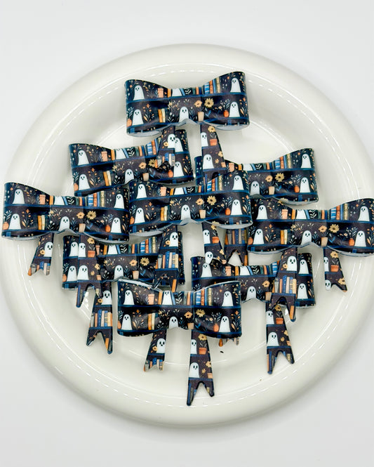 #351 Nighttime Spooky Bookshelf Large Bow Focal (1ct)