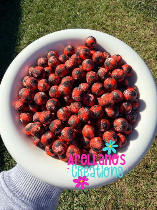 15mm red buffalo plaid silicone beads (1PC)