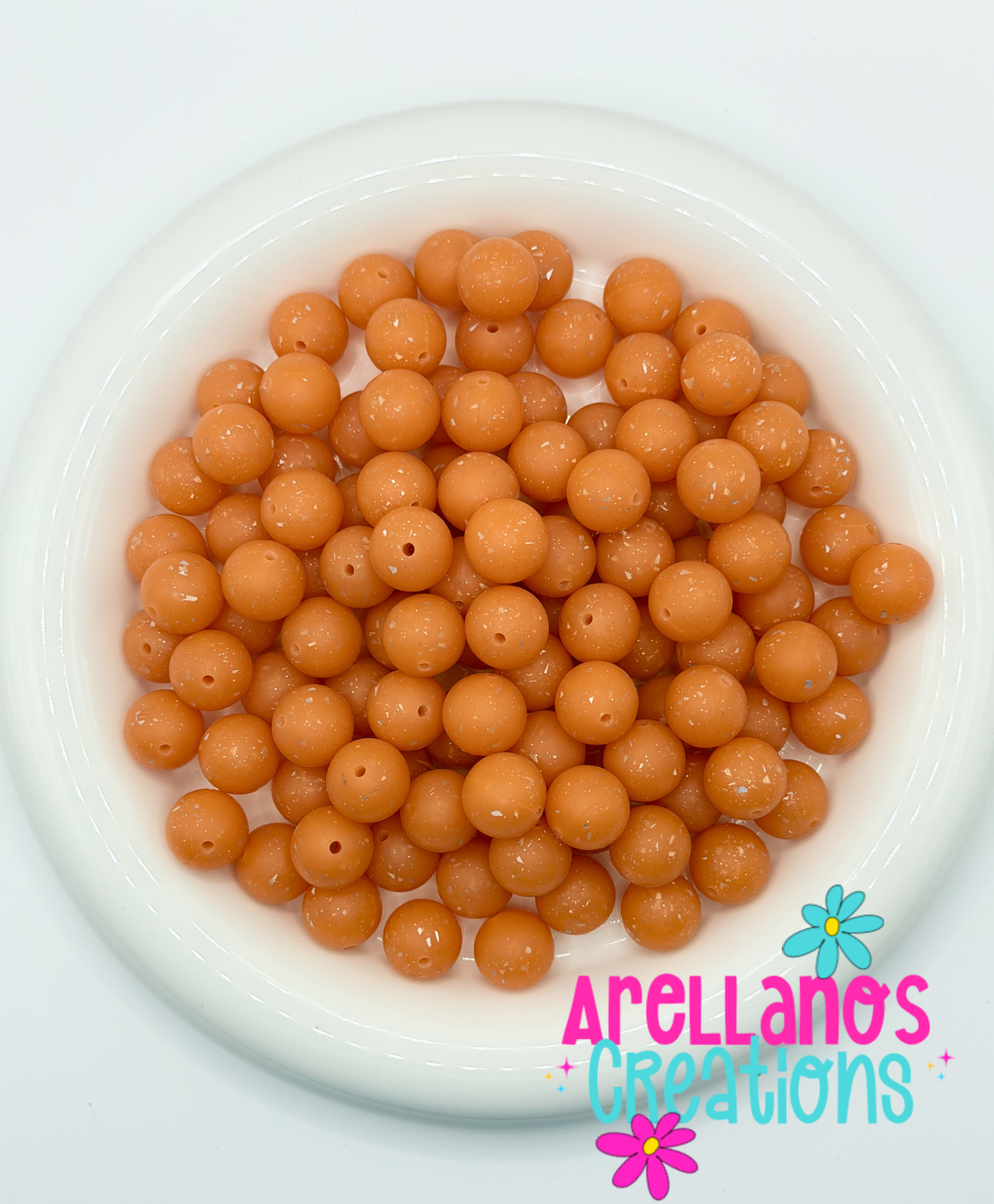 SS-150 15mm Tangerine Speckled Silicone Bead (1ct)