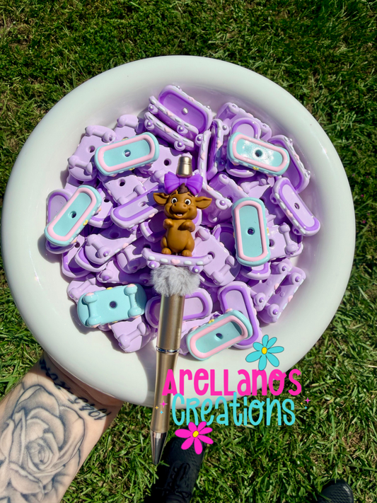 Acrylic skateboard beads (hand painted) purple or blue