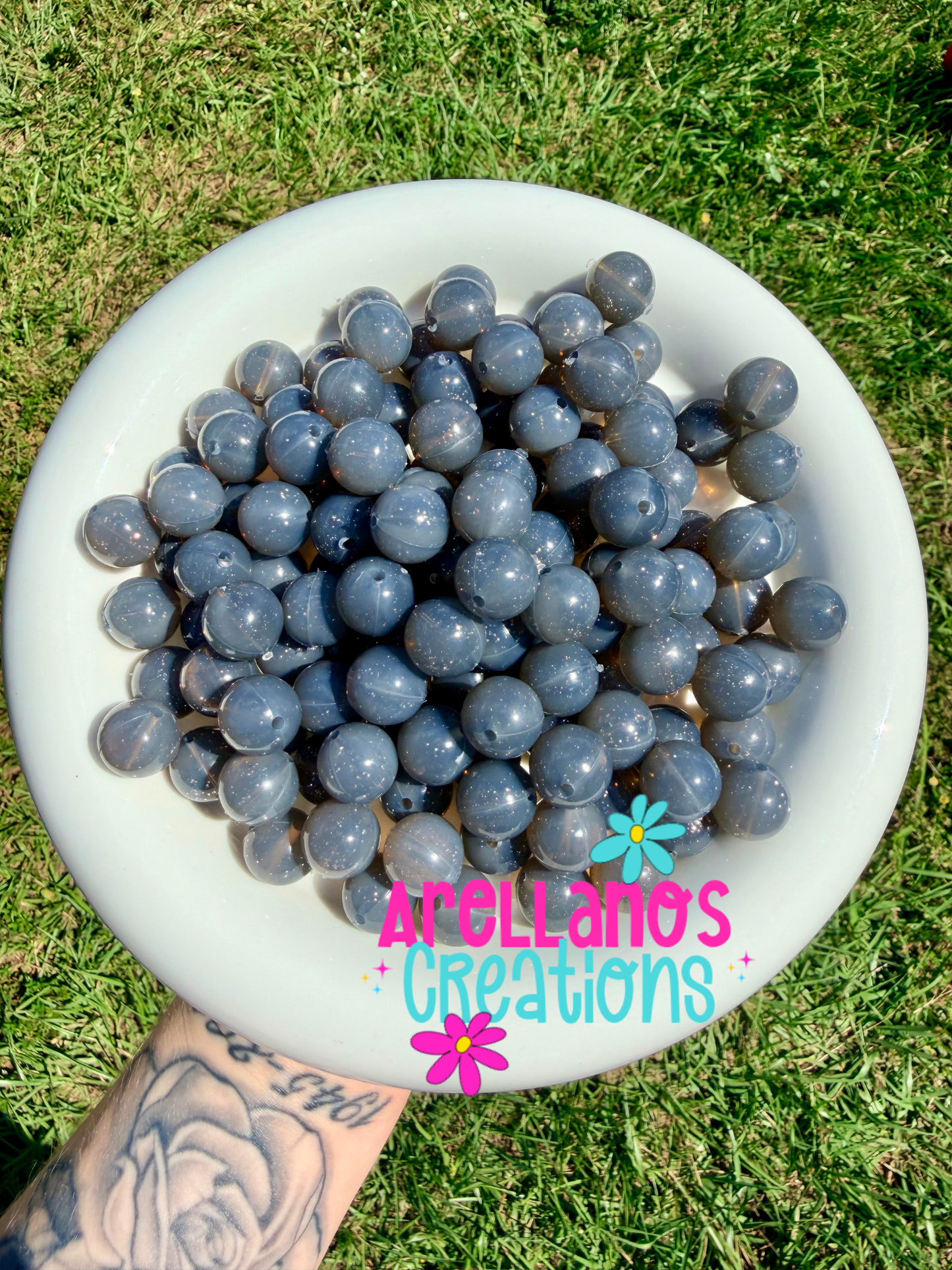 SJ-100 15mm midnight grey jelly glitter silicone beads