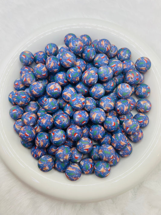 15mm Christmas highland cow printed silicone beads