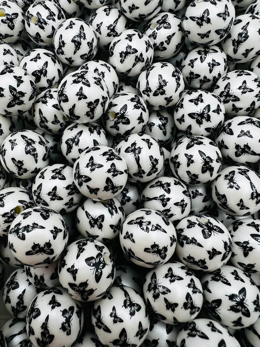 20mm black butterfly bubblegum beads
