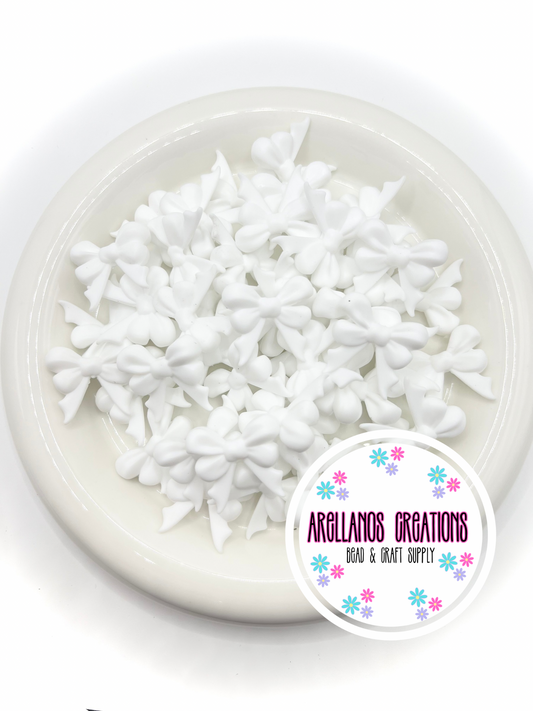3D white double ribbon w/ tail bow EXCLUSIVE focal