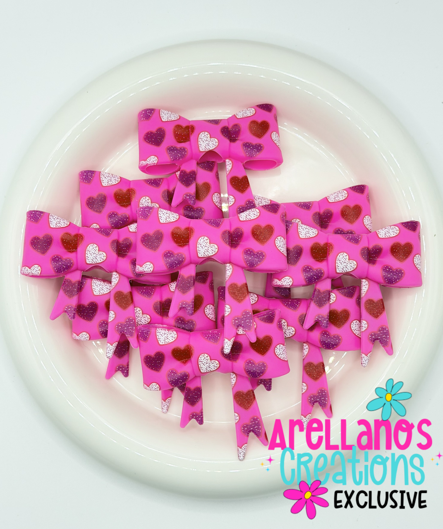#207 Hot Pink Sugar Cookie Hearts Large Bow Focal EXCLUSIVE