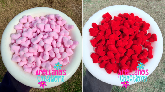 16mm velvet fuzzy heart beads (red or pink) 1PC