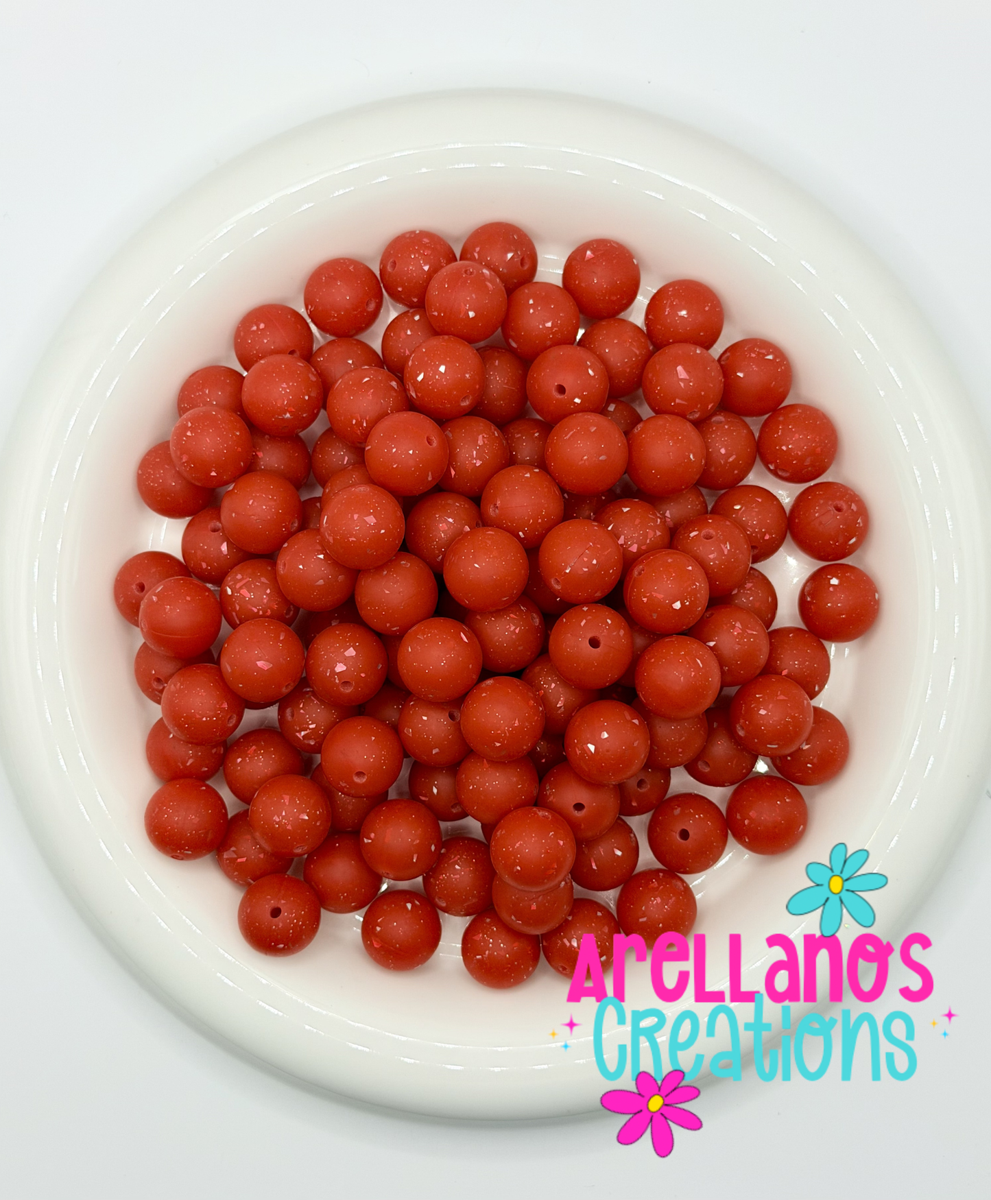 SS-157 15mm Cherry Red Speckled Silicone Bead (1ct)