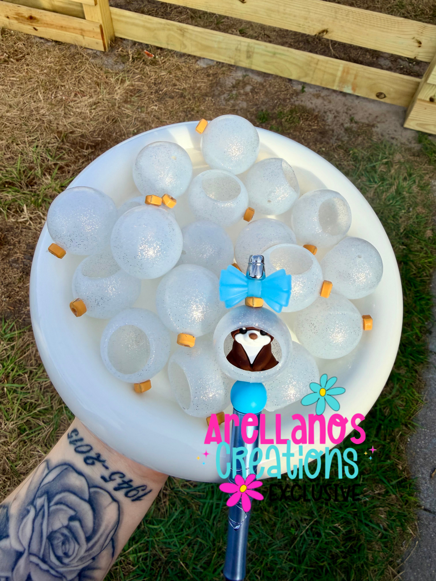 3D clear glitter hallow Christmas ornament focal EXCLUSIVE