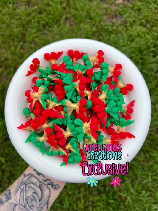 3D Tis the season swirl ribbon bow W/ tail EXCLUSIVE focal