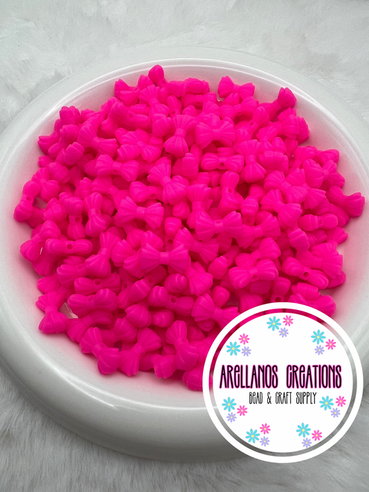 3D MINI dazzling pink ribbed bow EXCLUSIVE focal