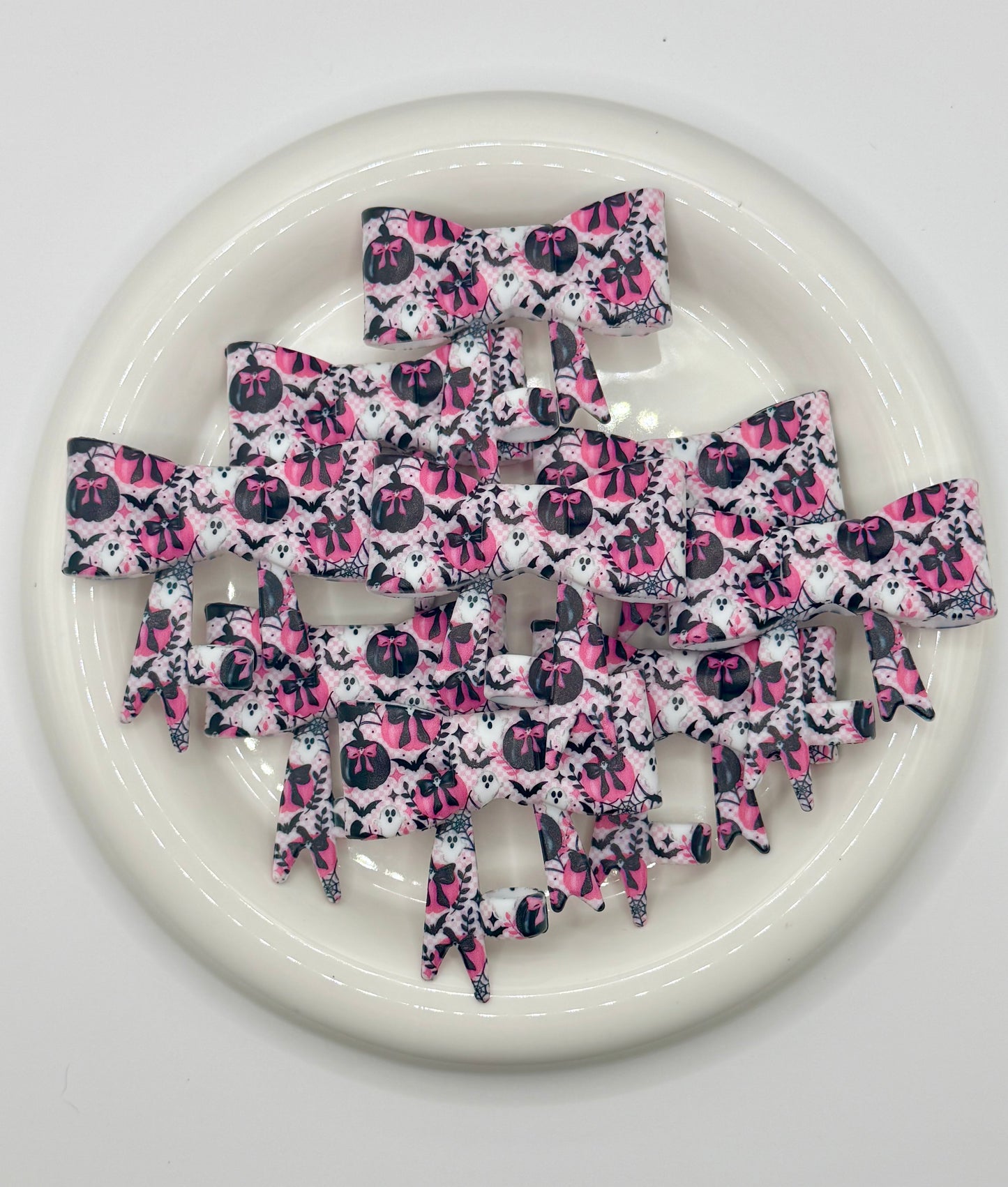 #364 Bats & Blossoms Large Bow Straw Topper (1ct)