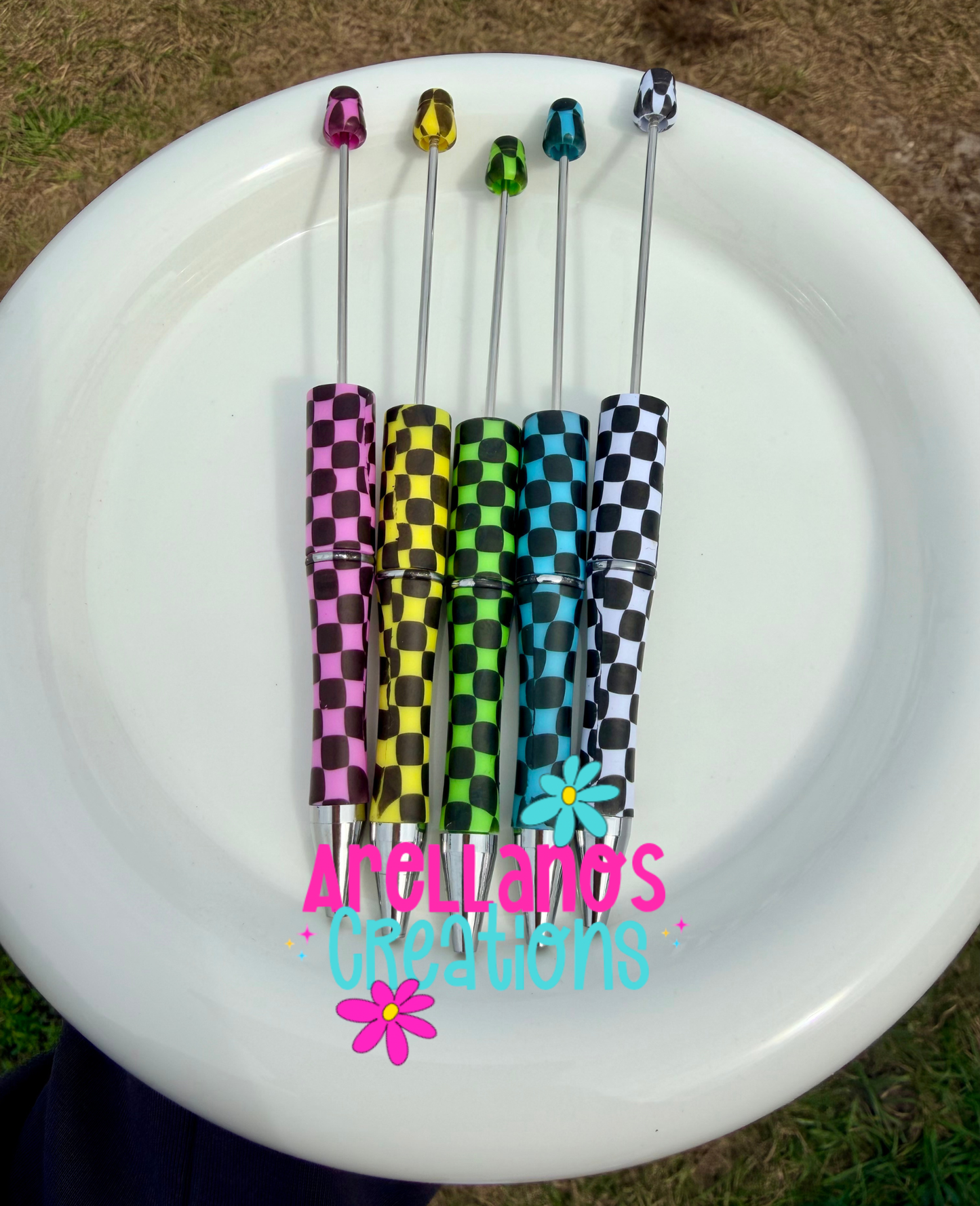 Checkered printed pens (1PC) 5 different colors