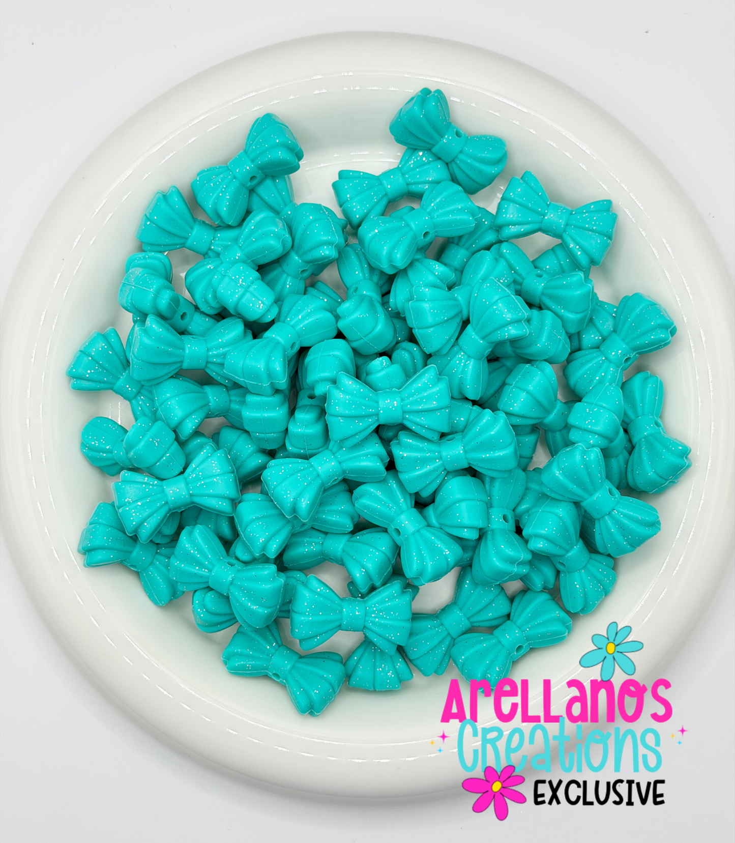B-164 Turquoise GLITTER Ribbed Bow Focal EXCLUSIVE