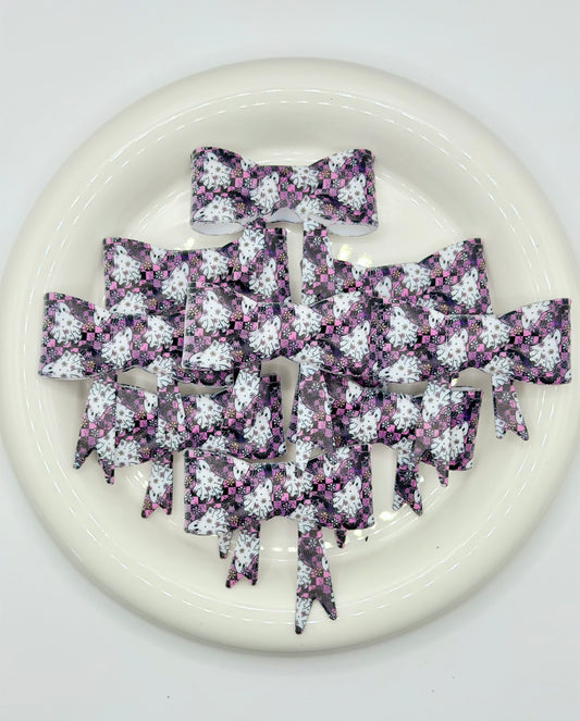 #188 Dark & Twisted Checkered Ghost Large Bow Focal (1ct)