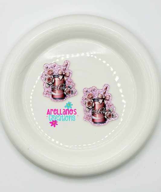 #67 Pink floral cola - acrylic flatback