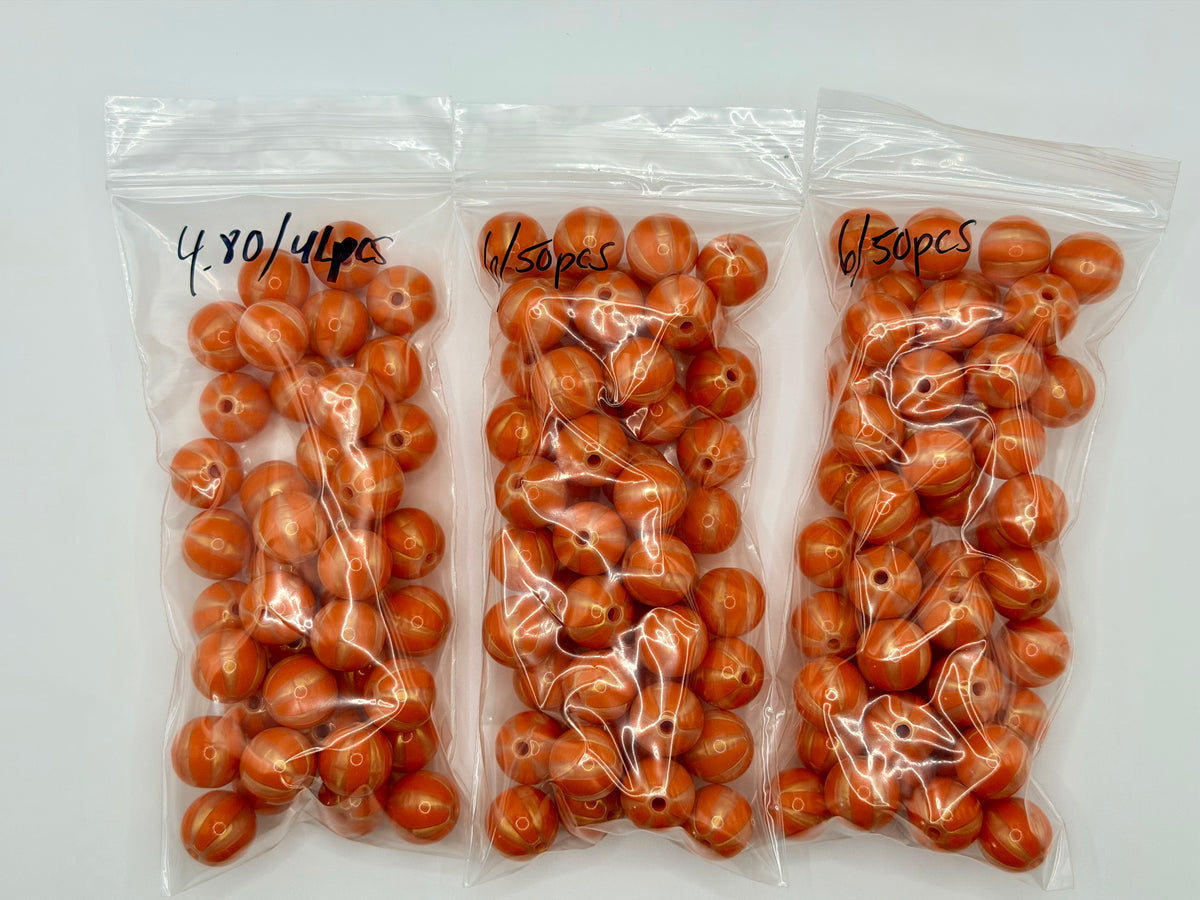 16mm orange stripe acrylic bead packs