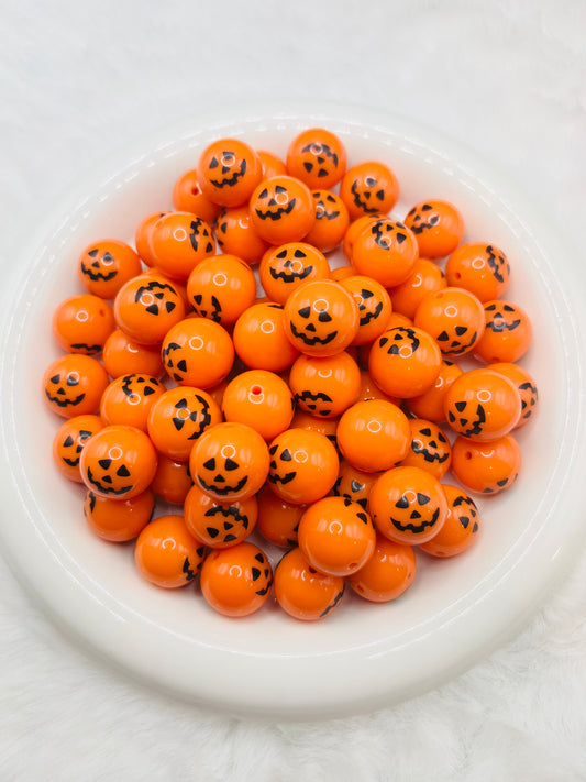 20mm solid orange pumpkin bubblegum beads