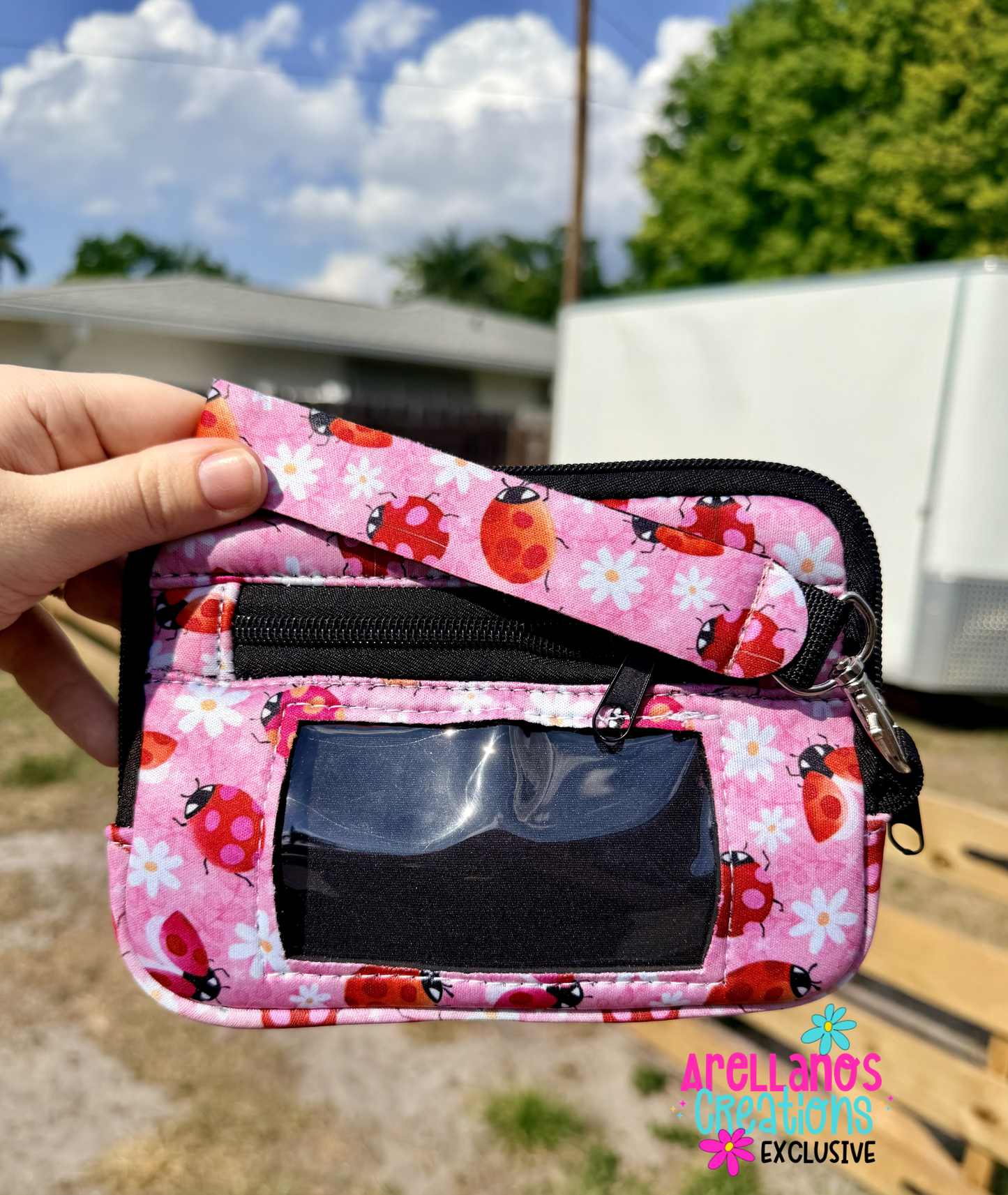 Pink Floral Ladybugs Wristlet Wallet (1ct) EXCLUSIVE