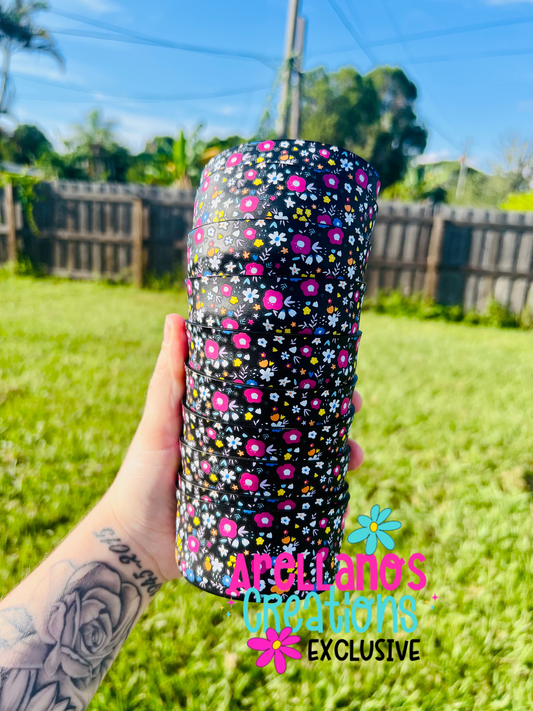 Midnight daisys - silicone tumbler boot EXCLUSIVE (black solid bottom)