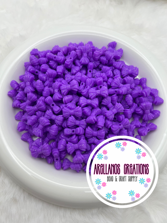 3D MINI violet glitter ribbed bow EXCLUSIVE focal