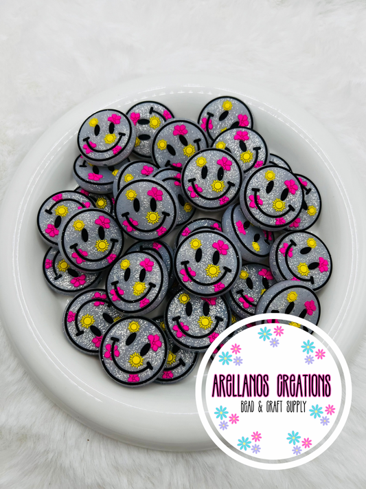 Sunshine hibiscus glitter smiley (PINK) EXCLUSIVE focal