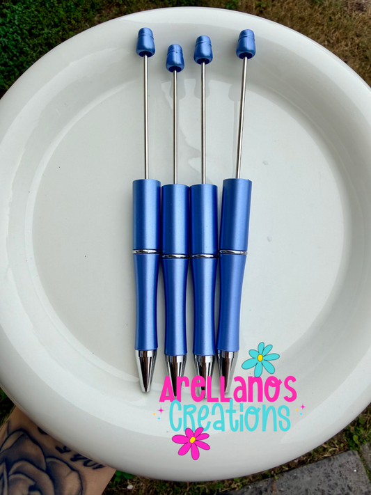 Electric blue beadable pen (1PC)