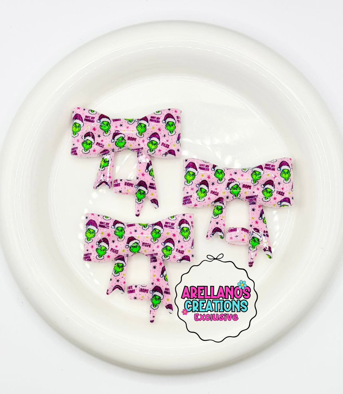 #232 Pinkmas Mischief SHINY large bow straw topper (1ct) EXCLUSIVE