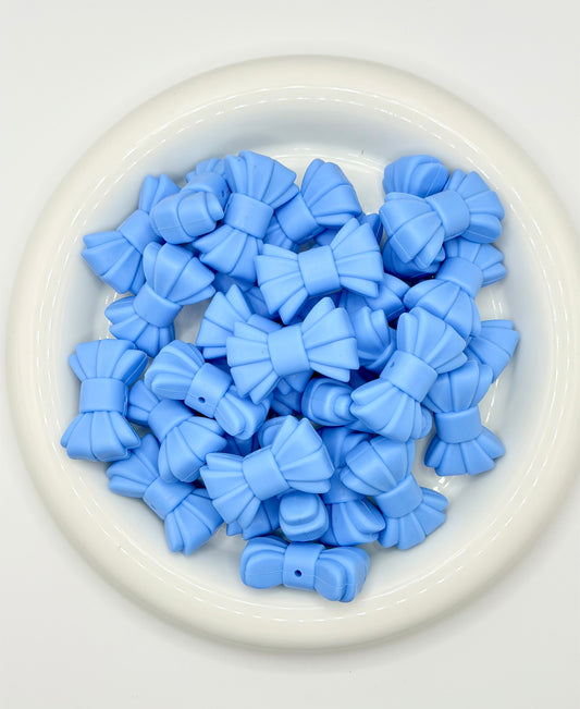 3D MEGA Baby Blue Ribbed Bow Focal