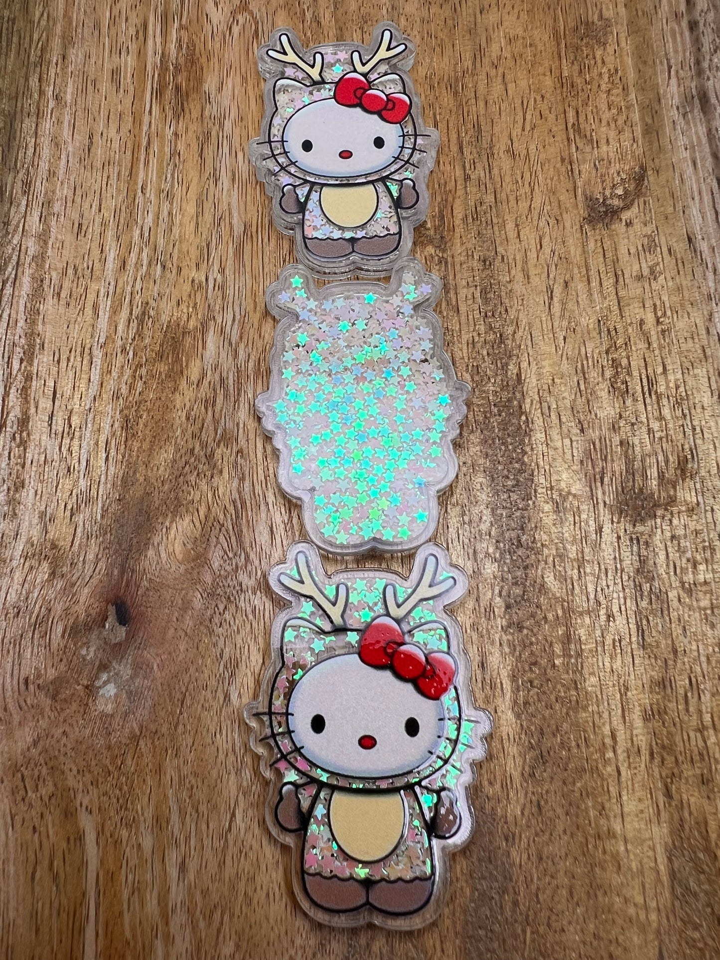 Reindeer kitty glitter shaker flatback acrylic (sold individually)