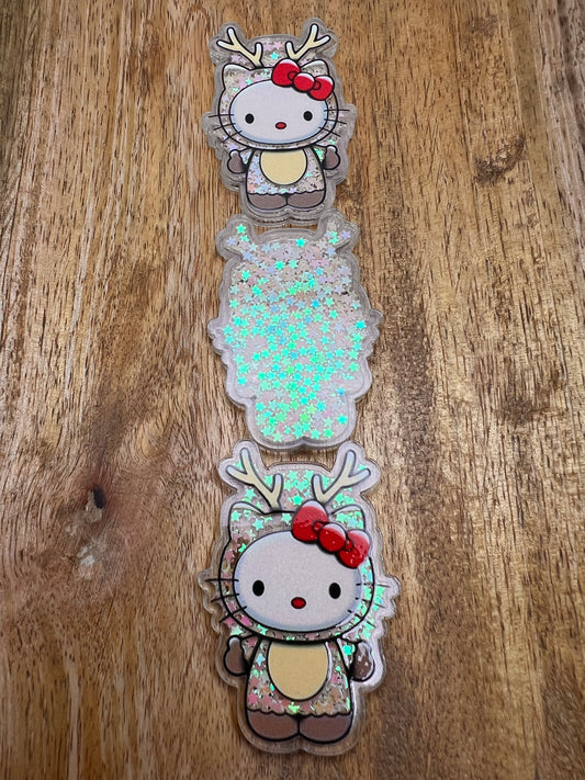 Reindeer kitty glitter shaker flatback acrylic (sold individually)