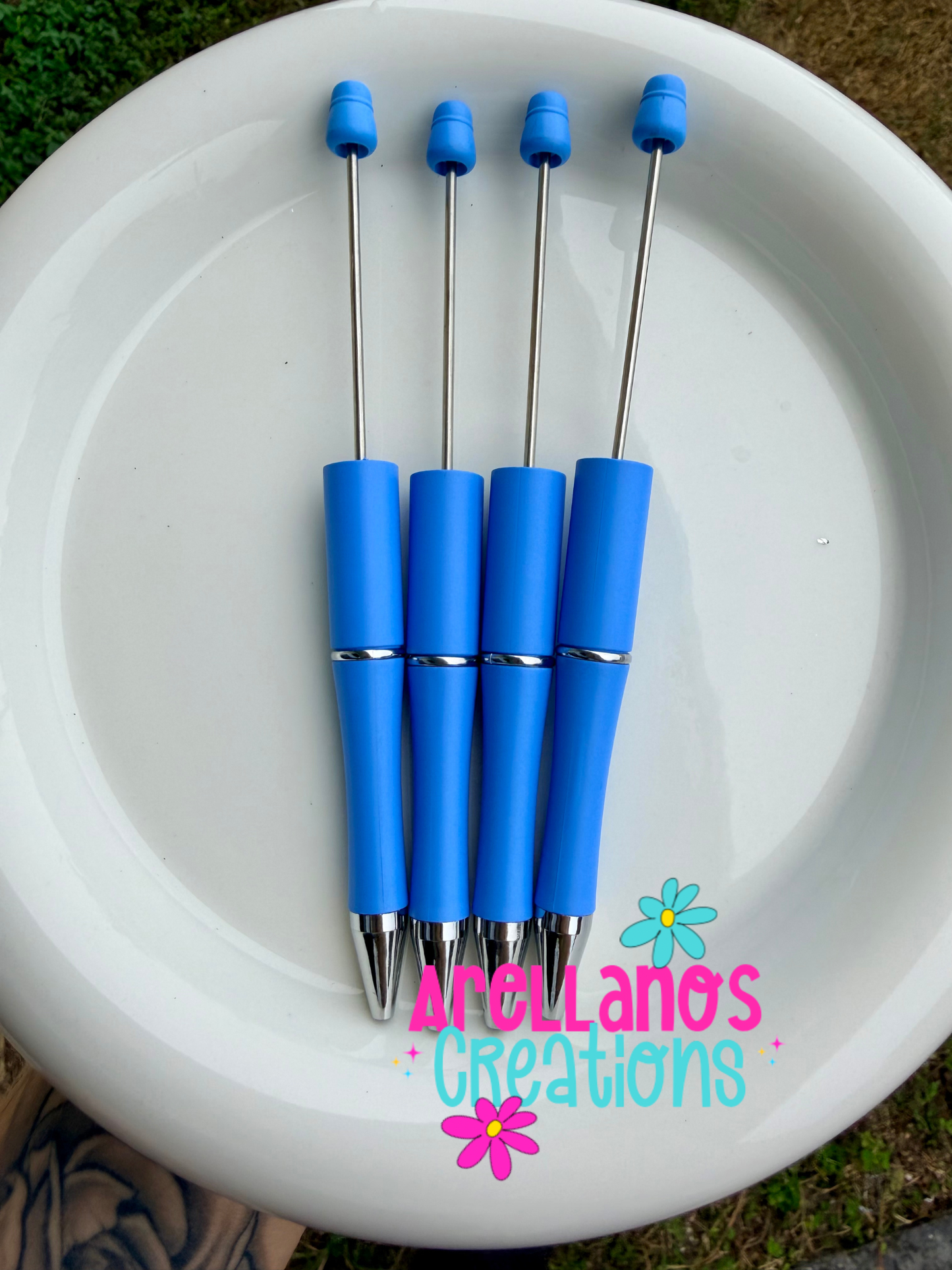 Dodger blue matte beadable pen (1PC)