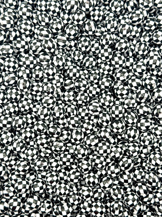 16mm checkered acrylic beads (pack of 10)