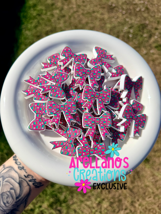 Hot pink pickle jar flat bow focal EXCLUSIVE