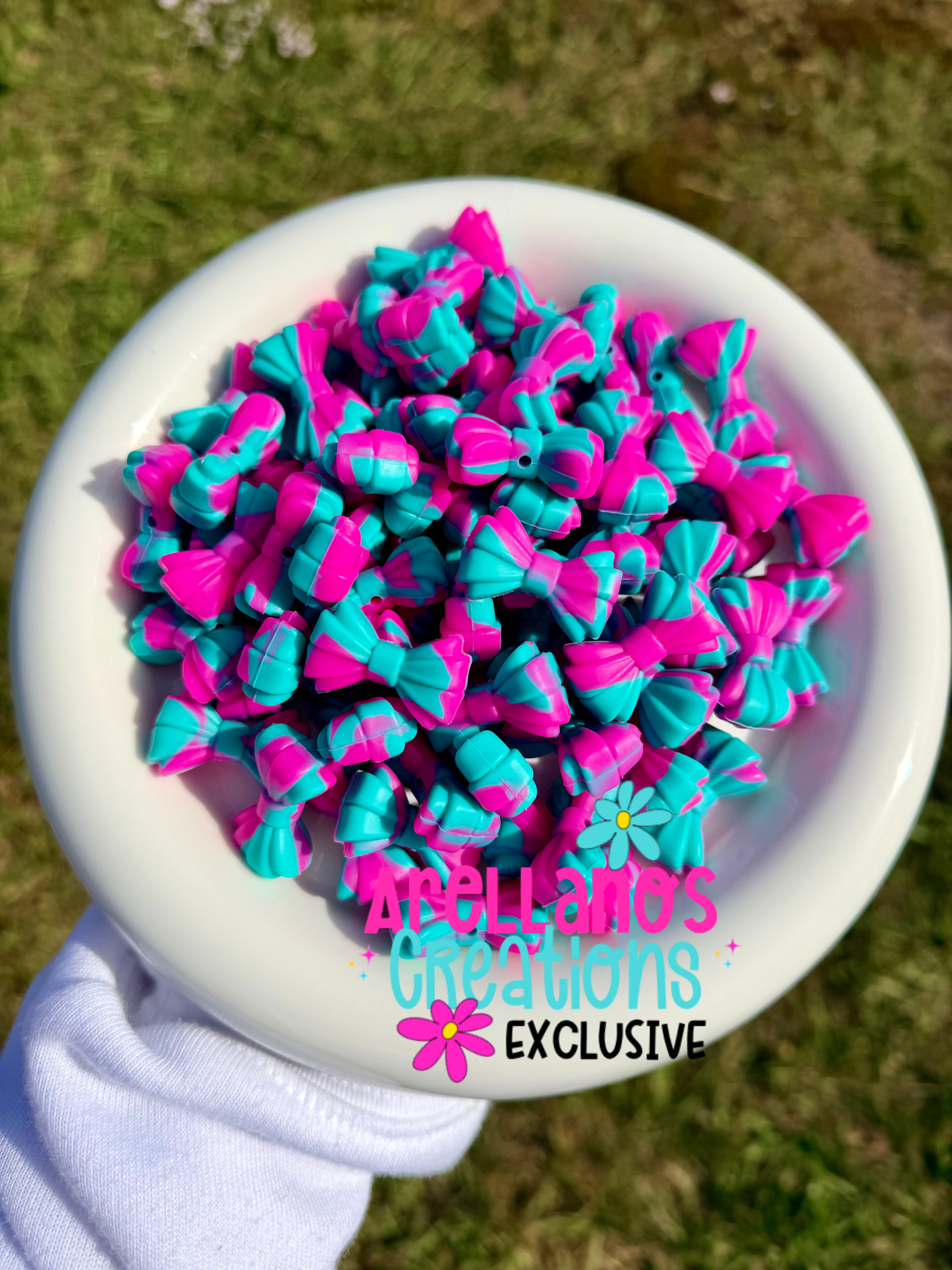 3D cotton candy swirl ribbed bow EXCLUSIVE focal