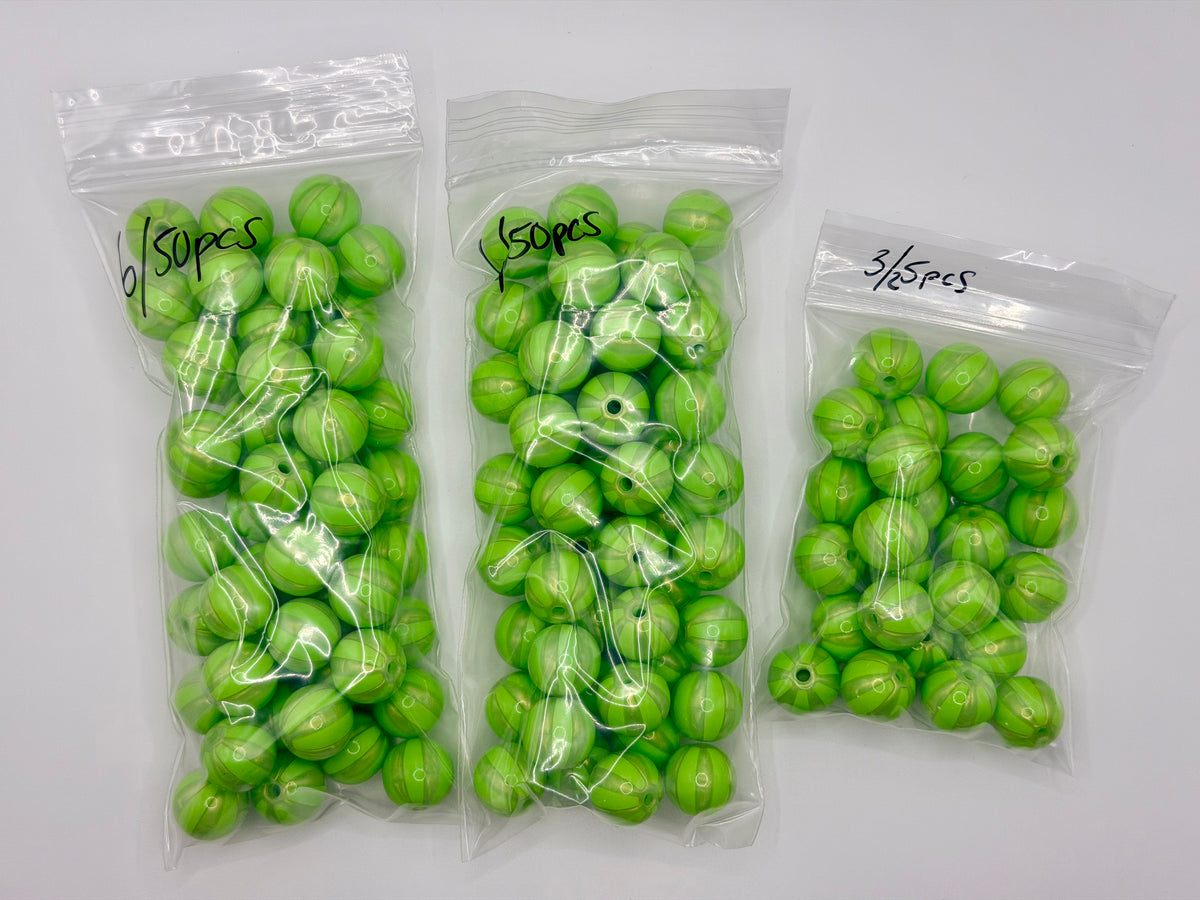 16mm green stripe acrylic bead packs