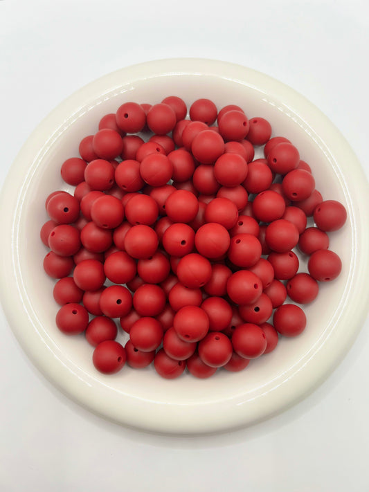 15mm tiger red solid silicone beads