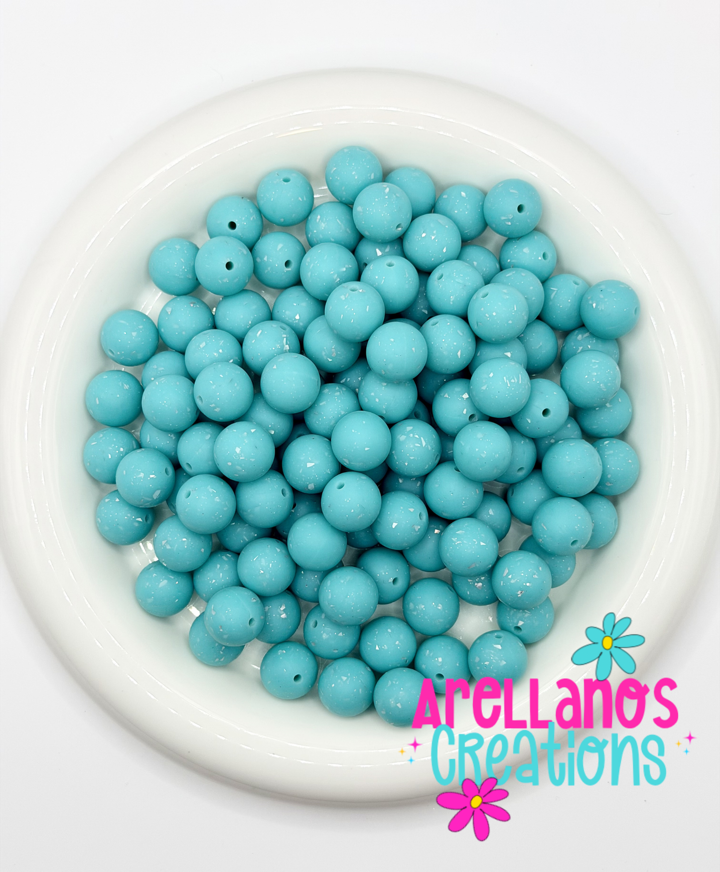SS-156 15mm Turquoise Speckled Silicone Bead (1ct)