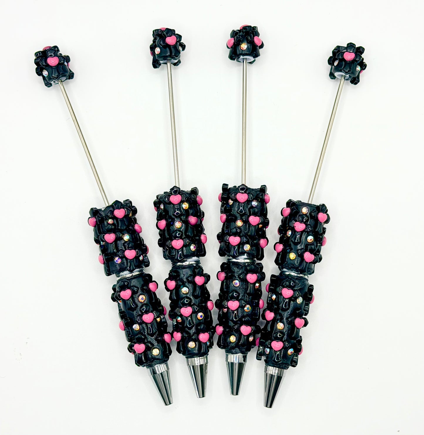 Pink & black cross fancy clay beadable pen (1ct)