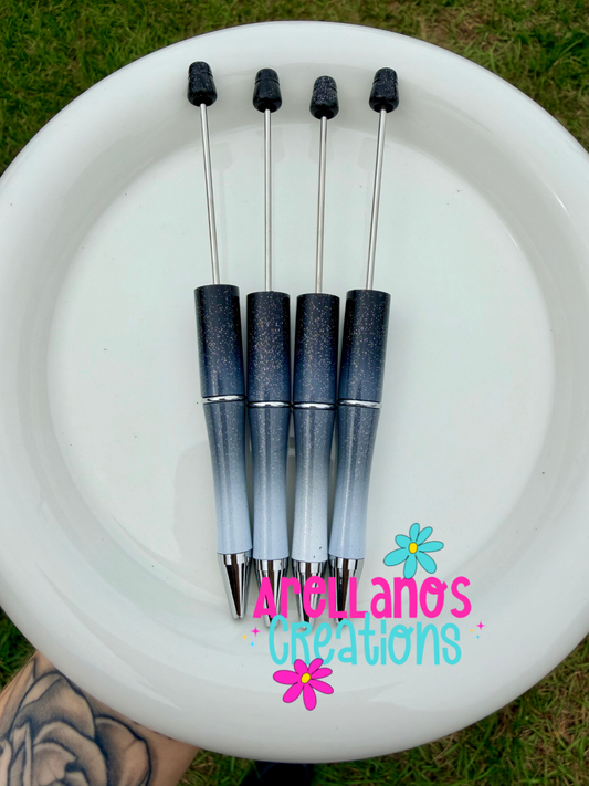 Black & white ombré glitter beadable pen (1PC)