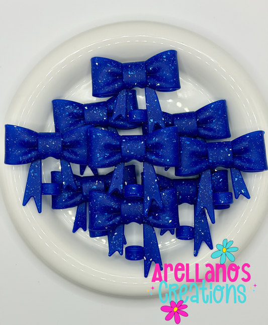 #290 Royal Blue Speckled Large Bow Straw Topper (1ct)