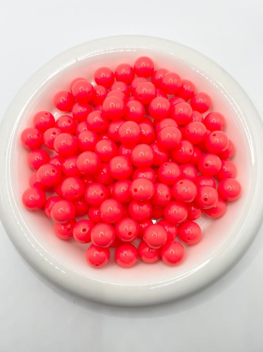 15mm neon coral pink liquid silicone beads